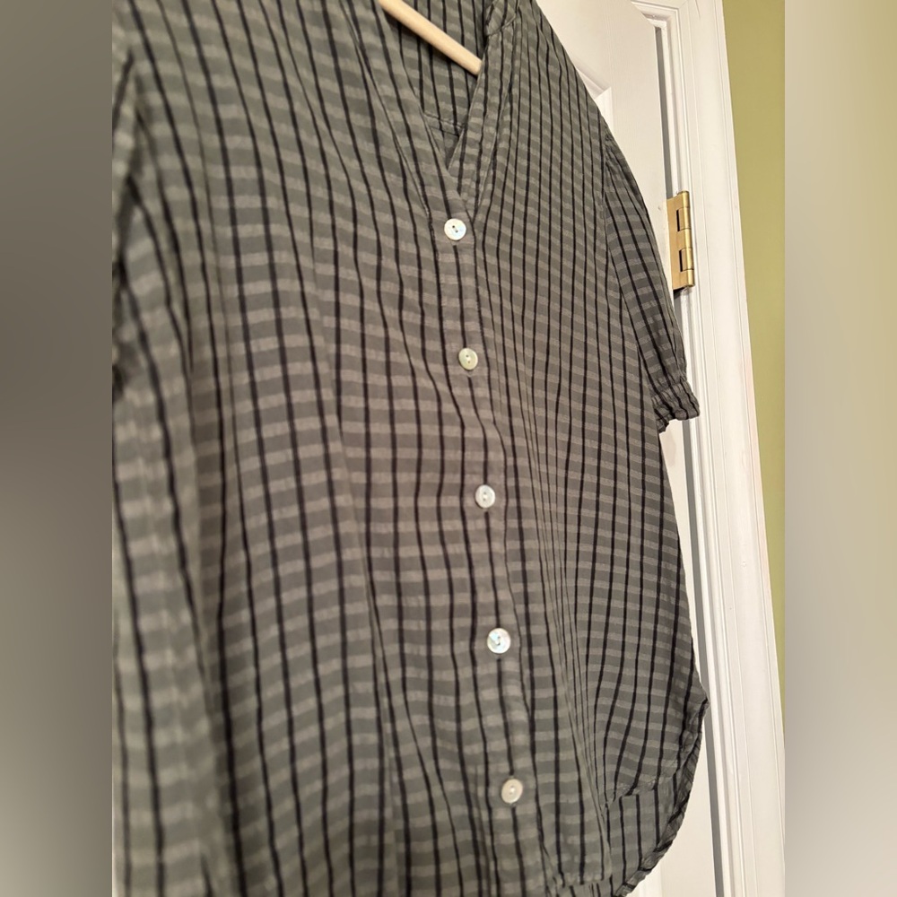Anthropologie Cloth & Stone Puff Sleeve Linen Blend Button Down Top Size S EUC - Picture 3 of 10